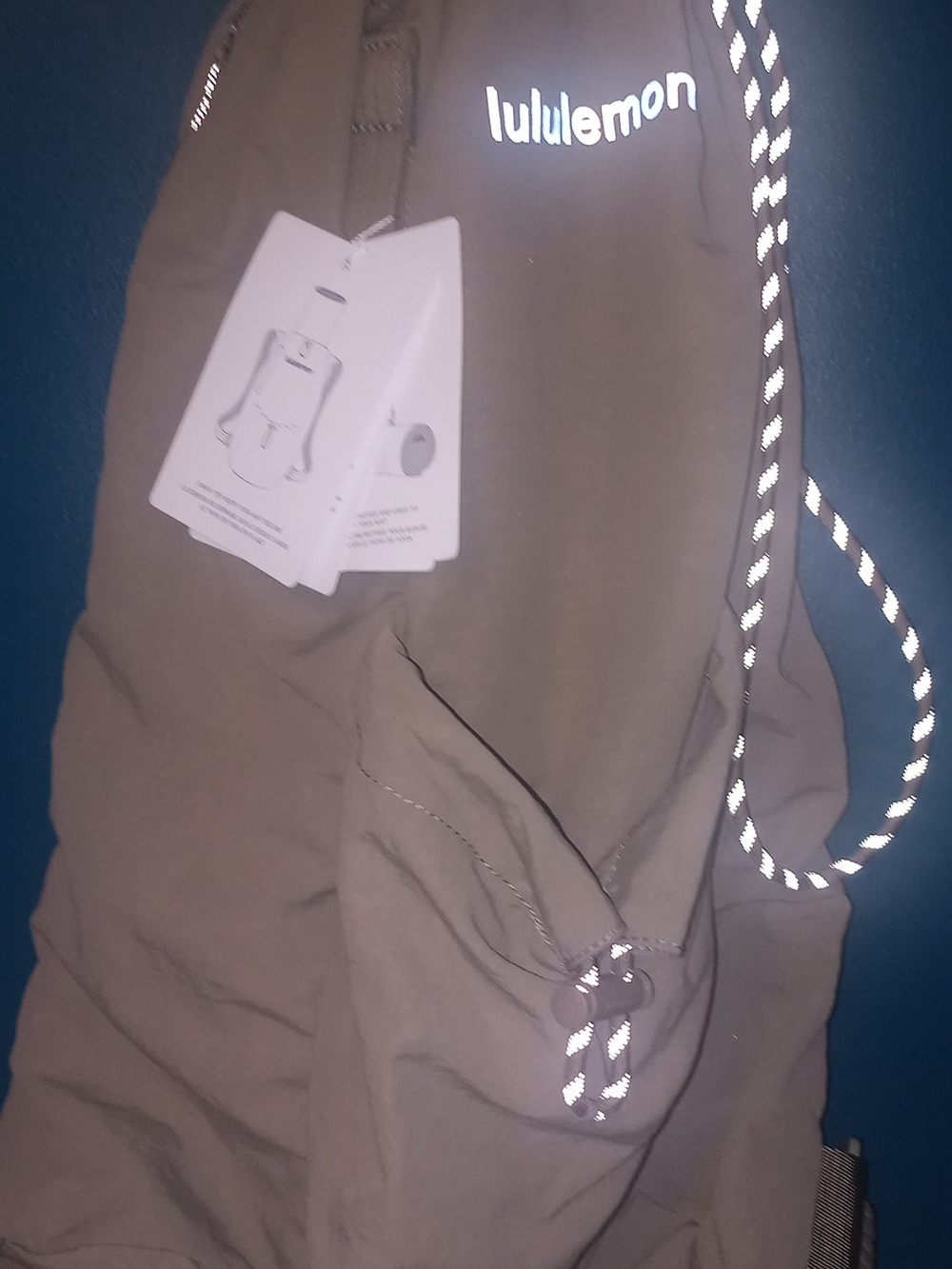 lululemon athletica Taupe Drawstring Backpack with Reflective Cord
